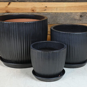 Pillar Pot w/ Attached Saucer - Set of 3