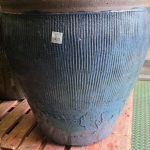 Rustic Tall Hollywood Planter - Blue - Glaze Imperfections