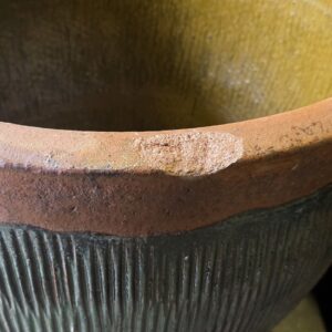 Rustic Tall Hollywood Planter - Green - Chip on Rim